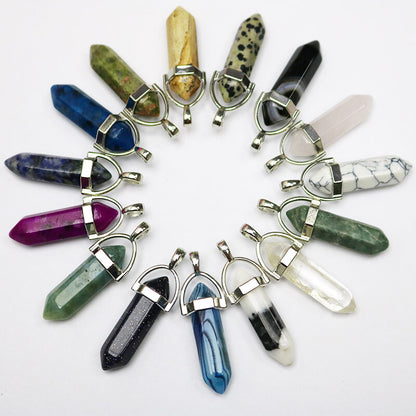 25pcs Charms Crystal Quartz Gem Stone Point Pillar Pendant for Jewelry Making