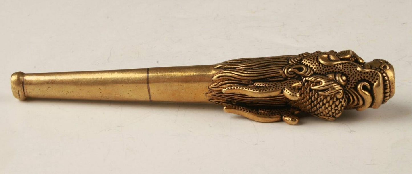 COLLECTION BRASS HAND-CARVED DRAGON STATUE OLD SMOKING TOOL Statues