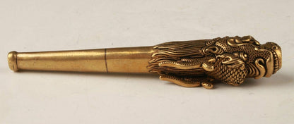 COLLECTION BRASS HAND-CARVED DRAGON STATUE OLD SMOKING TOOL Statues