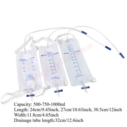 500/750/1000ML Urinary Drainage External Catheters Leg Bag Urinary Leg Bag Urine