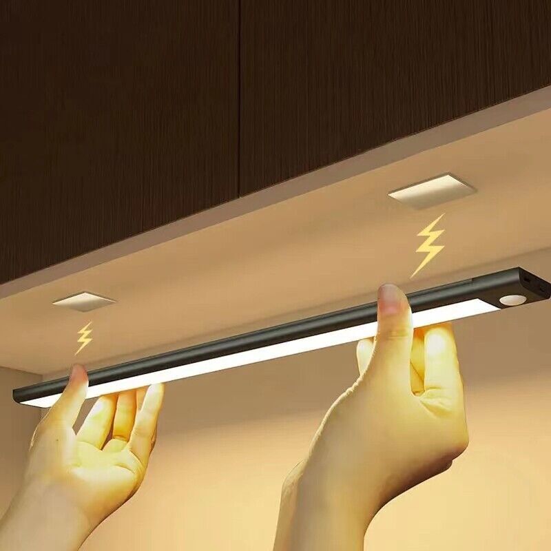 New Wireless LED Motion Sensor Light Strip Cabinet Lamp Closet USB Rechargeable