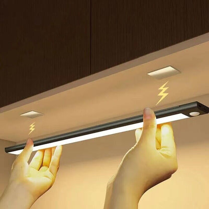 New Wireless LED Motion Sensor Light Strip Cabinet Lamp Closet USB Rechargeable