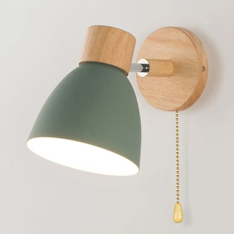 Wall Lamps W/ Switch Wooden Nordic Modern Sconce Home Bedroom Living Room Lights