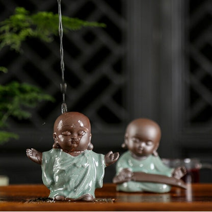 On Sales Porcelain Tea Pet Monk Statue Small Size Table Ornament Decoration New