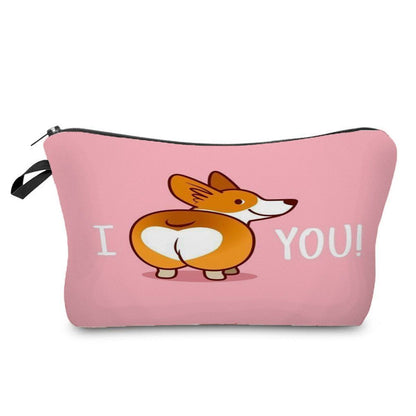 Cute Printed Cosmetic Bags Travel Storage Pouch Reusable Makeup Purse Polyester