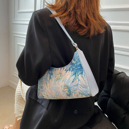 Shoulder Bag Handbags Printed Purse Handbags Tote Bag 25*16*7CM Zipper Floral
