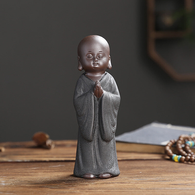 Chinese art decoration creative table ornament zisha purple clay tea pet monk