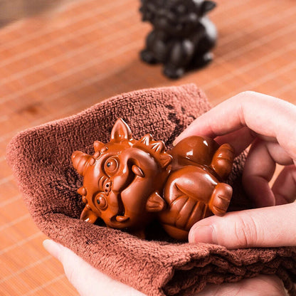 Little Lion Statue Tea Pet Decor Creativity Ornament Tea Ceremony Purple Clay