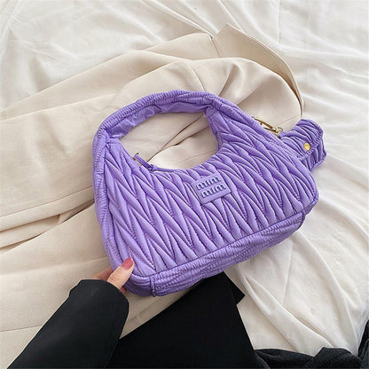 2PCS Set Half Moon Bag Purses Handbags Luxury Nylon Tote Underarm Bag 29*15*9 CM
