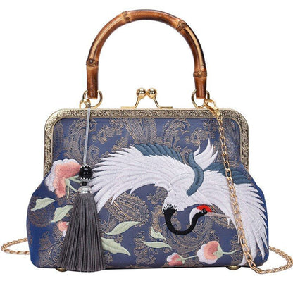 Lock Shell Bag Wood Vintage Bag Chain Shoulder Crossbody Purse Tote Handbags 1PC