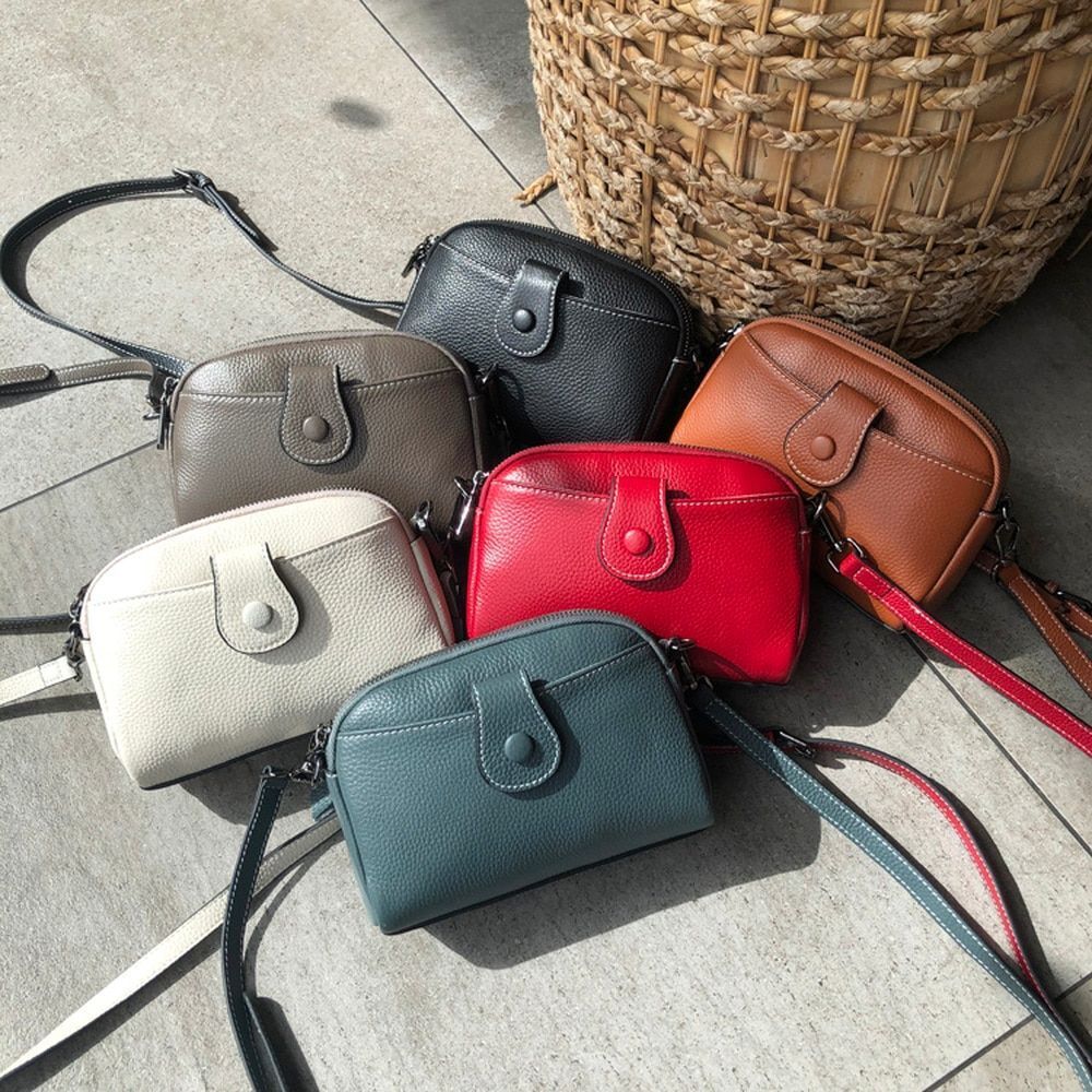 Genuine Cow Leather Shoulder Bag Small Crossbody Purse White Shoulder Bags Flap