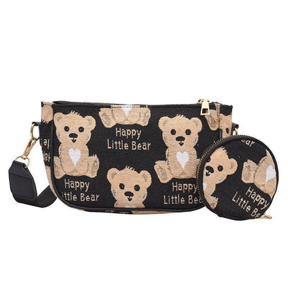Vintage Plaid Print Shoulder Bag Round Purse Casual Small Crossbody Bags 2 pcs