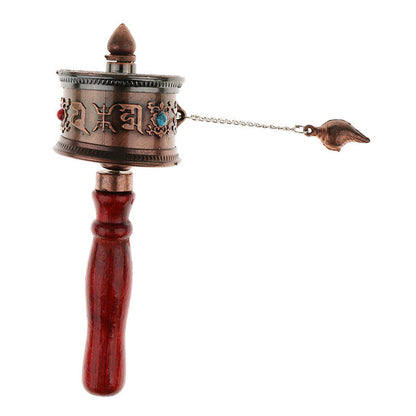 Traditional Buddhism Bronze Six-character Mantra Hand-cranked Prayer Wheel