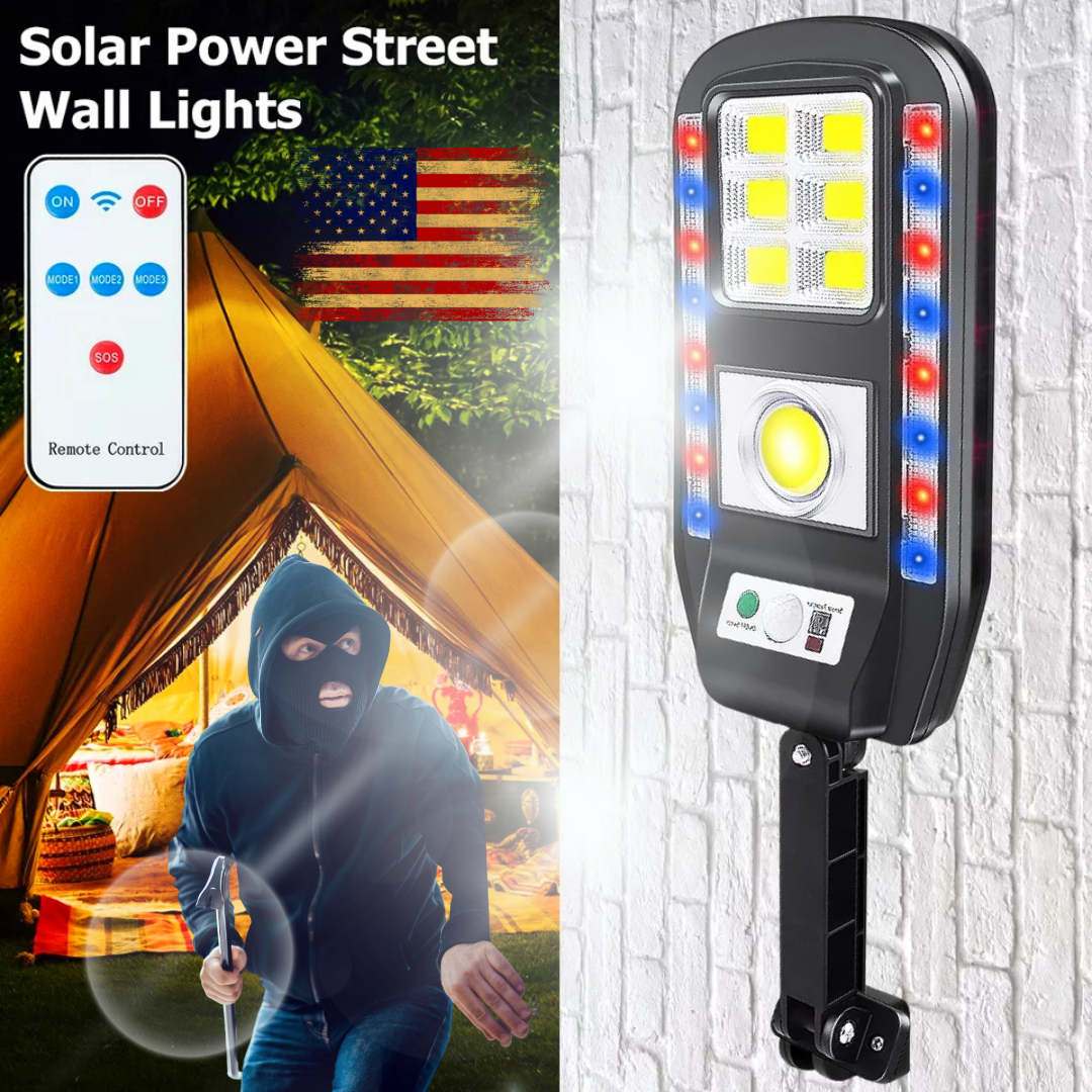 Lampara Luces LED Solar De Pared Para Exterior con Sensor Movimiento LUZ Policia