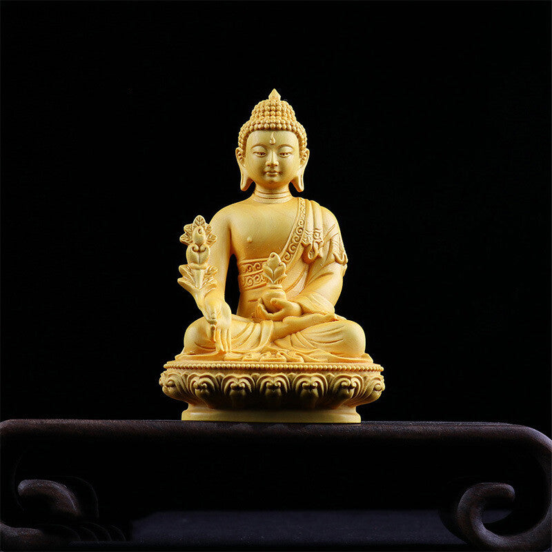 Solid Wood Tibetan Buddha Character Model Chinese Buddha Statue Feng Shui