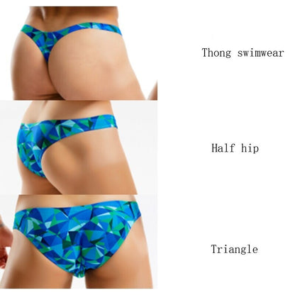 Men's Beachwear Briefs Thong Sexy Bikini Low Waist Swimsuit Hot Gay Bathing Suit