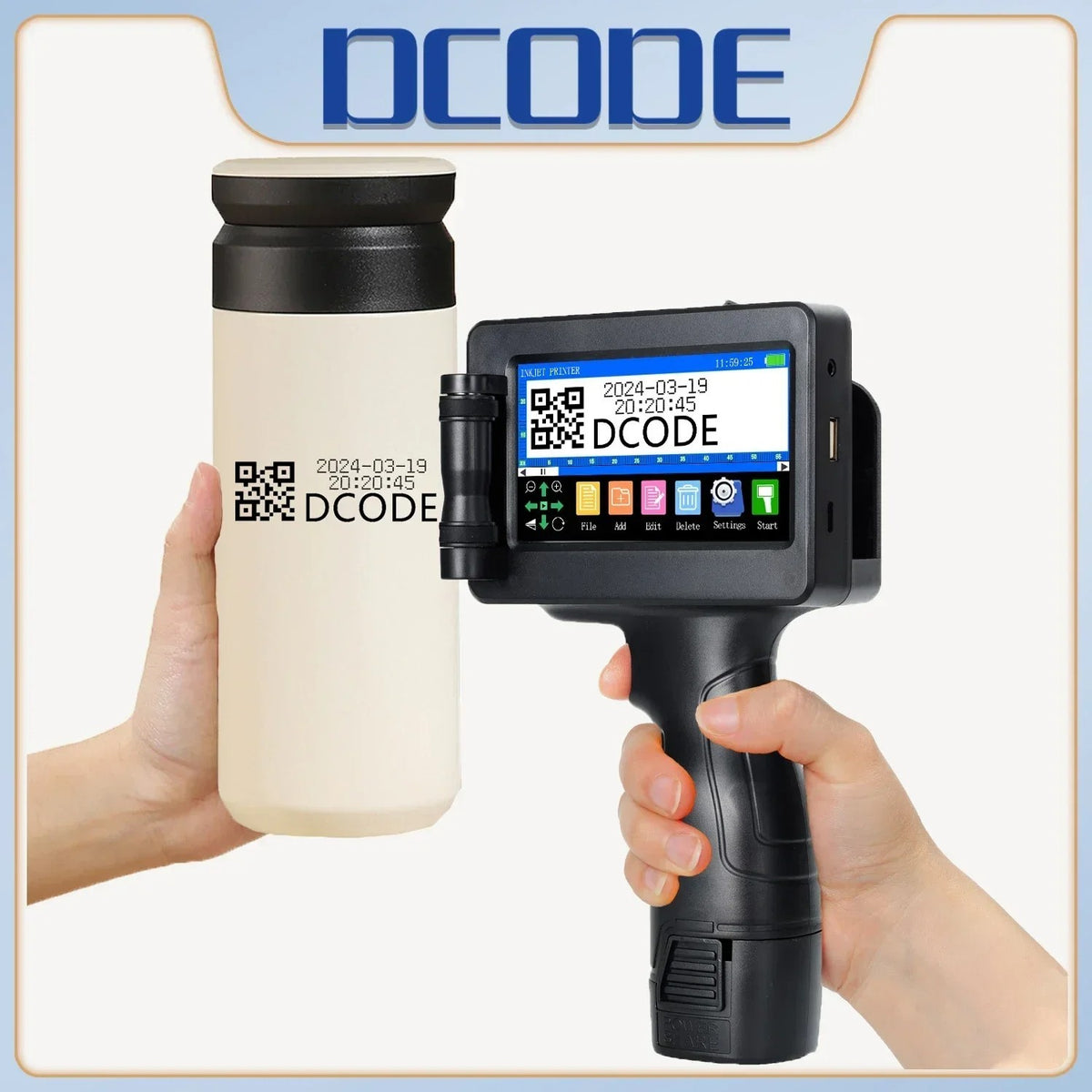 DCODE 1755PLUS 12.7mm Portable Handheld Inkjet Printer Text QR Barcode Machine