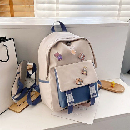 Backpack Women Cartoon Bag Summer Small Canvas Shoulder Bag Traveling Rucksack