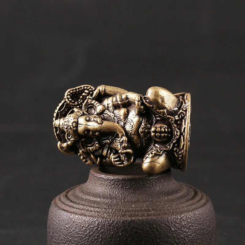 Brass Thailand Elephant God Small Statue Southeast Asia Copper Buddha