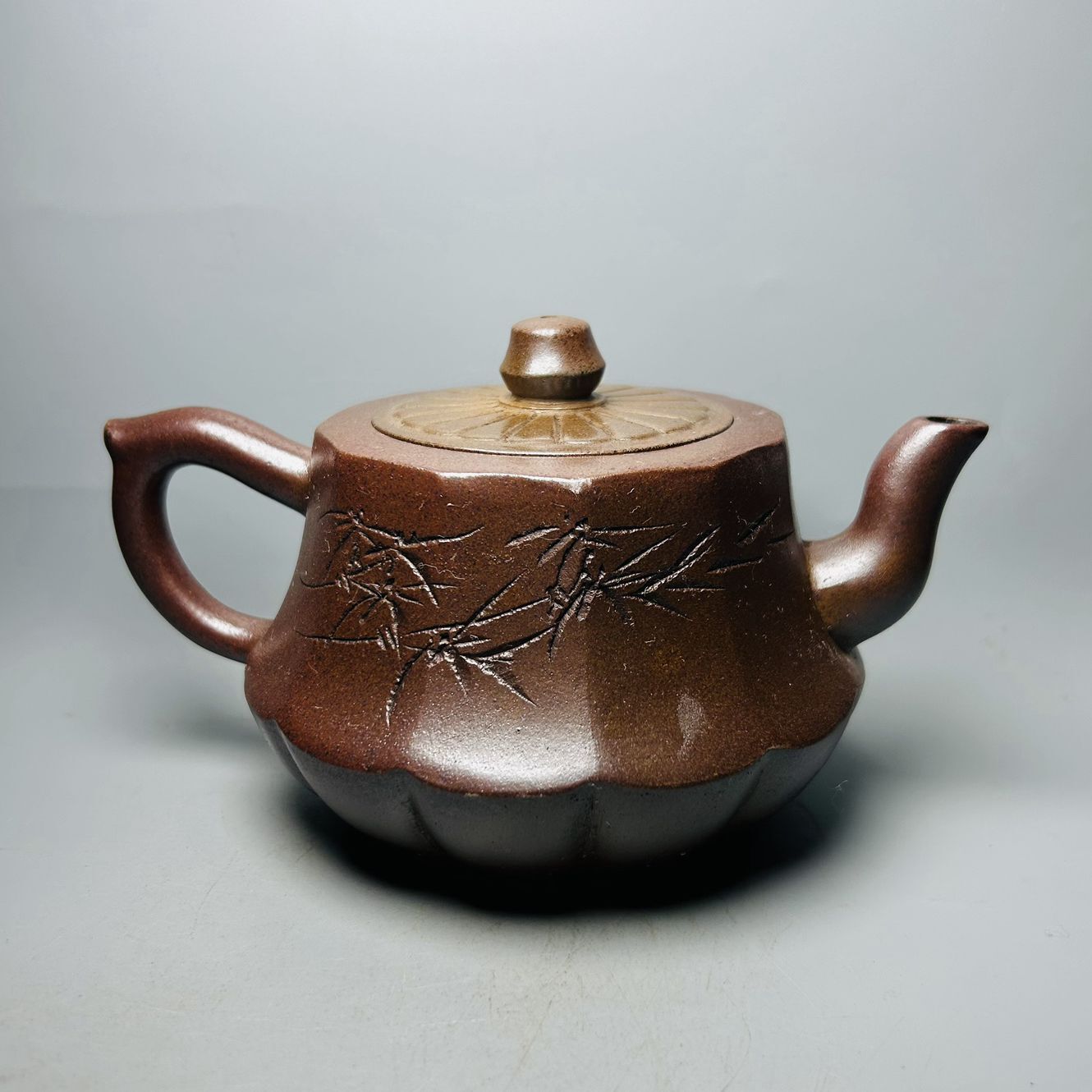Vintage Chinese Yixing Purple Clay Teapot Zisha Ceremony Carving Collectible Art