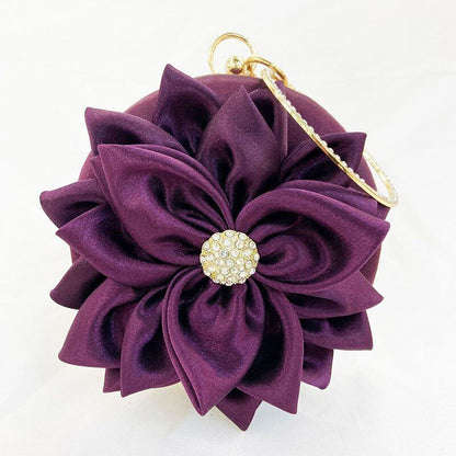 Red Flower Clutch Purse Evening Bag Diamond Wedding Silk Handbag 15*15*5 CM 1 PC