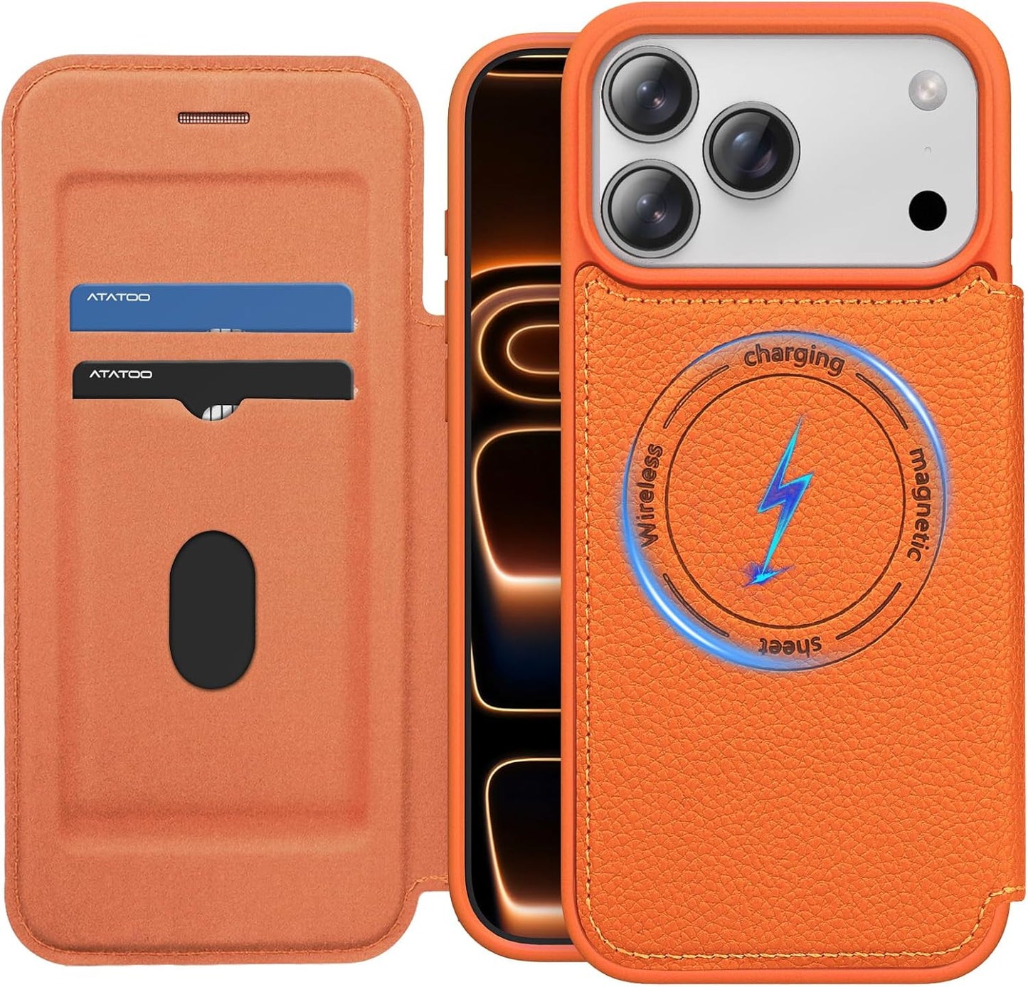 for Iphone 17 Pro Max Magnetic Case with Card Holder (Store 2 Cards), [Compatibl