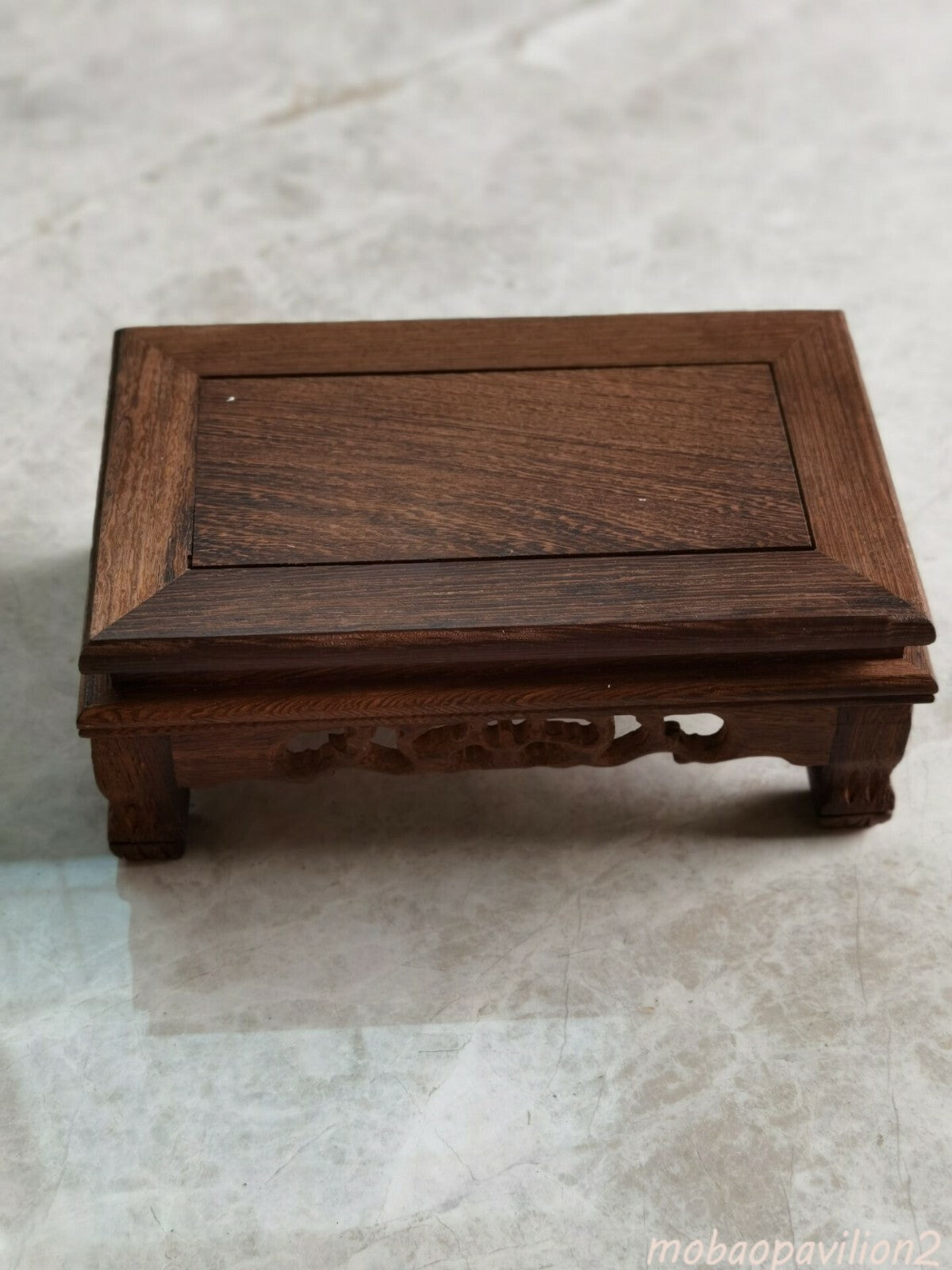 7.8" New Ji-chi Wooden Stand Brown Rectangle Curio Display Base Vase Figure Pot