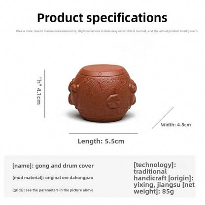 5.5CM Chinese Yixing Purple Clay Pottery Beast Head Cover Holder Tea Pet Statues