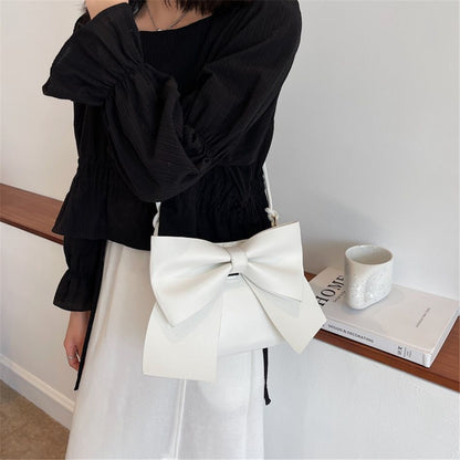 Elegant Bow Underarm Bag Synthetic Leather Shoulder Messenger Bag Purses Handbag