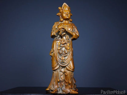Old Tibetan rosewood carved Bodhisattva ornaments
