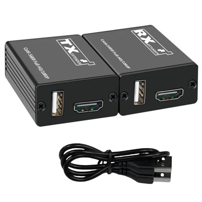 30M Black Aluminum USB KVM HDMI Extender RJ45 Cat6 Ethernet Network Cable