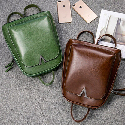 Oil Wax Genuine Leather Backpack Crossbody Shoulder Bags Cowhide School Daypack