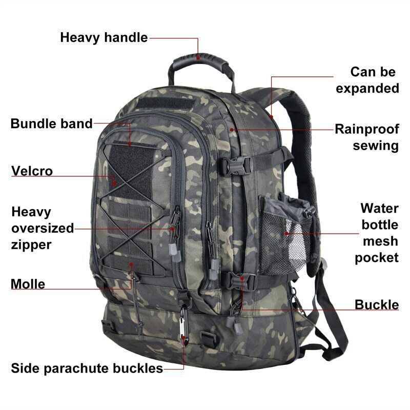 60L Rucksack 3P Outdoor Travel Hiking Rucksacks Camping Climbing Bags
