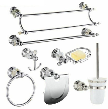Luxury Crystal Silver Bathroom Accessories Chrome Polished Brass Hardware Sets