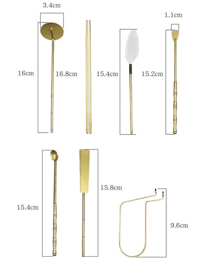 7 Pcs Brass Incense Making Tool Kit Set Burner Yoga Meditation Room Fragrance