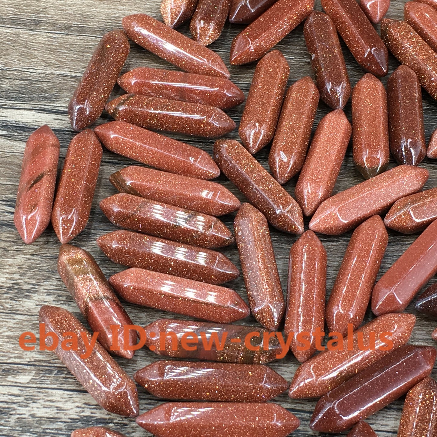 5PC Red goldstone Obelisk pendant quartz Crystal Wand Double Point Healing