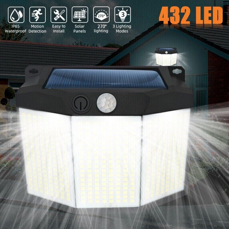 990000LM Lampara Solar Luces De Calle LED Con Sensor 432 LED Para Patio Jardin