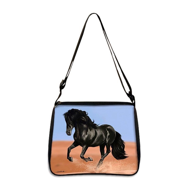 Horse Print Handbag Canvas Shoulder Bag Messenger Bags Travel Crossbody Nylon