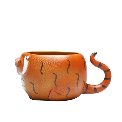Handmade Tea Cup Tiger Design Real Yixing Zisha Clay Master Cup With Handle New