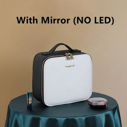 Smart LED Cosmetic Case Mirror Bag Large Fashion Storage Bag Travel Makeup Purse