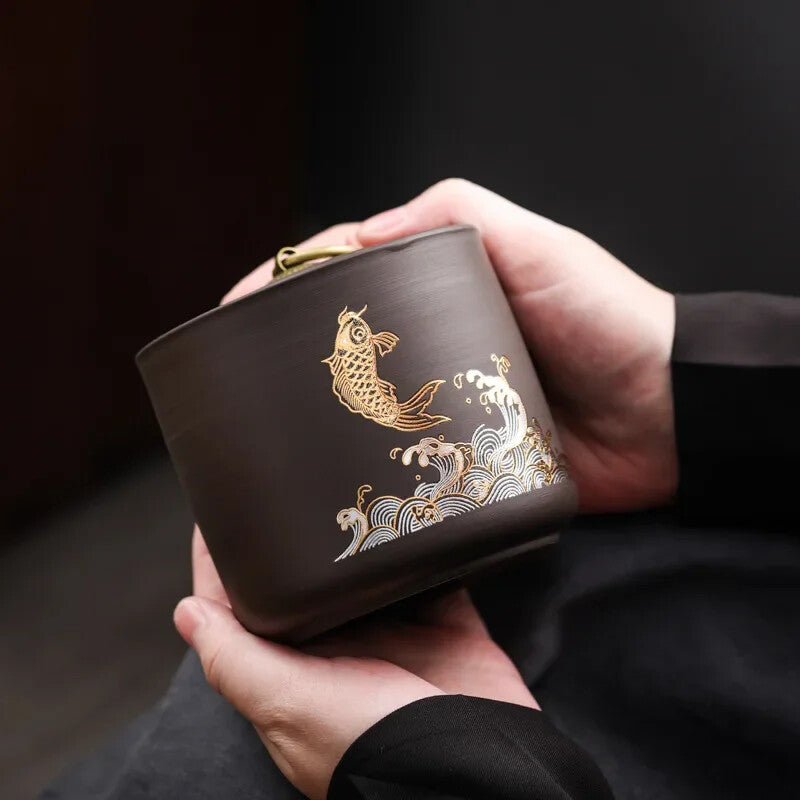 Chinese Ceramic Storage Jar, Purple Clay, Tea Jar, Home Candy Nut Sealed Box