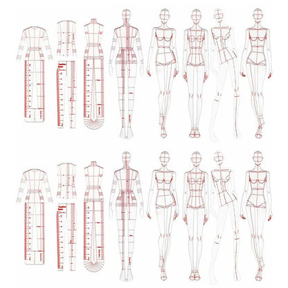 Sketching Templates Fashion Illustration Ruler Sewing Clothing Humanoid Patterns
