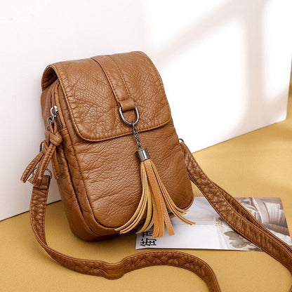 Small Shoulder Messenger Bag Leather Wallet Phone Bag Female Flip 21×14×7cm 1 PC