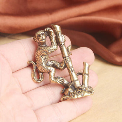 Tabletop Figurine Brass Monkey Animal Statue Small Sculpture Gifts