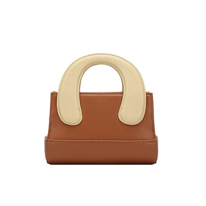 Small Mini Oversized Handles Leather Tote Clutch Box Handbag Purse Shoulder Bag