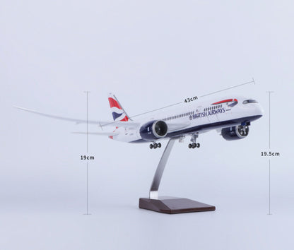 1:130 43CM BRITISH AIRWAYS BOEING 787 Airplane Landing Gear Resin Aircraft Model