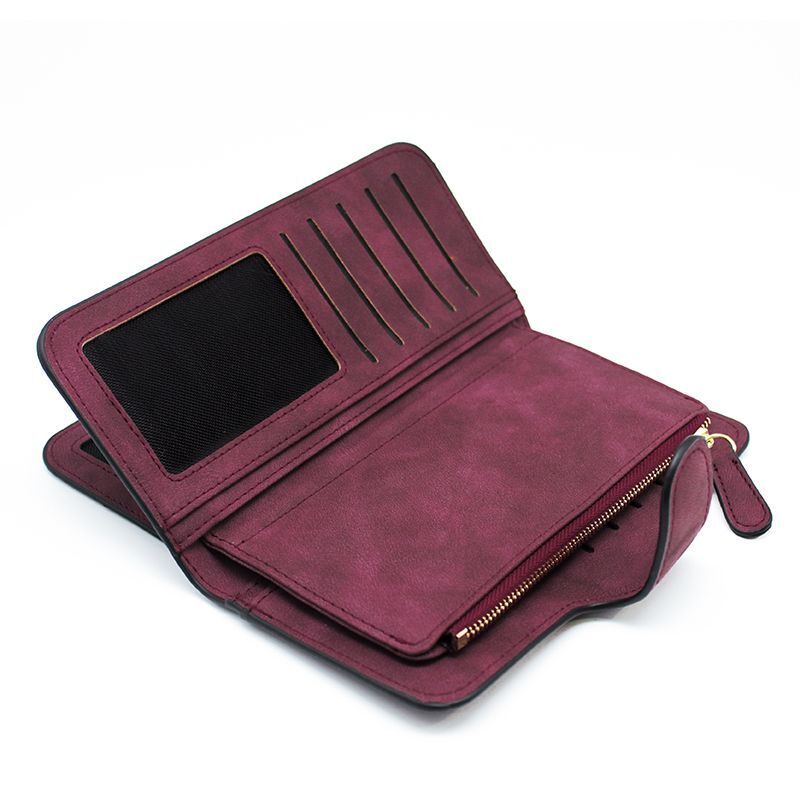 Synthetic Leather Wallet Zipper Long Card Holder Coin Purse Bag 19*10*2.5cm Pink