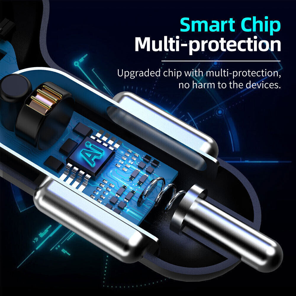 Dual 4 USB Port Fast Car Charger Adapter For Galaxy A52 A02 A03s A12 A42 A32 A53