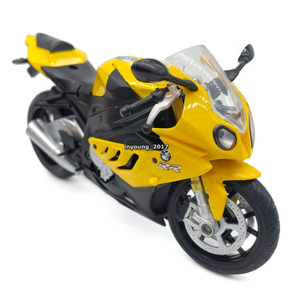 1/12 BMW S1000RR Motorcycle Model Toy Diecast Toy Vehicle for Kids Boys Yellow
