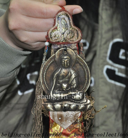 Tibet Tibetan Pure Bronze Sakyamuni Shakya Mani Statue Exorcism Amulet Pendant